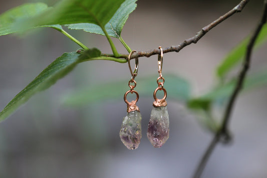 Copper electroplated Amethyst earrings